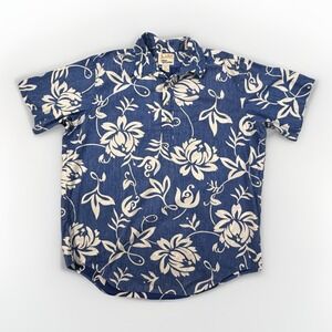 Alfred Shaheen By Reyn Spooner Henley Shirt Men's XXL Blue Hawaiian Floral